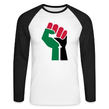 dessin palestinen symbole drapeau palestine - T-shirt baseball manches longues Homme - blanc/noir - Devant - Nik (191cm)