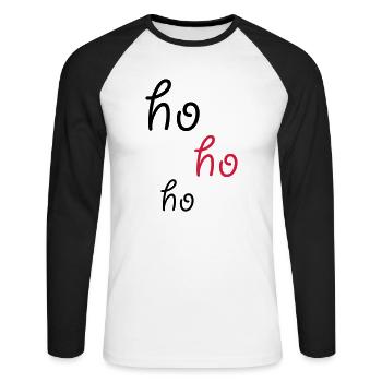ho ho ho - Unisex Baseballshirt langarm - Weiß/Schwarz - Vorne - Nik (191cm)