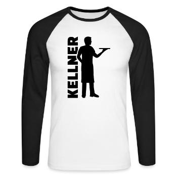 Kellner - Unisex Baseballshirt langarm - Weiß/Schwarz - Vorne - Nik (191cm)