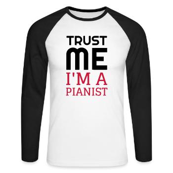Piano - Pianist - Music - Musik - Musique - Unisex Long Sleeve Baseball T-Shirt - white/black - Front - Nik (191cm)