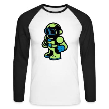Cartoon Spaceman Astronaut - Unisex Long Sleeve Baseball T-Shirt - white/black - Front - Nik (191cm)