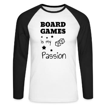Brettspiel / Spieler / Spiel / Puzzle - Unisex Baseballshirt langarm - Weiß/Schwarz - Vorne - Nik (191cm)