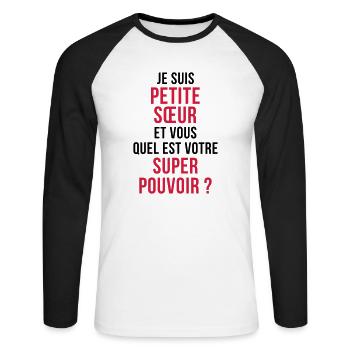 Sister Friend Schwester Soeur Sœur Baby Birth - Unisex Long Sleeve Baseball T-Shirt - white/black - Front - Nik (191cm)