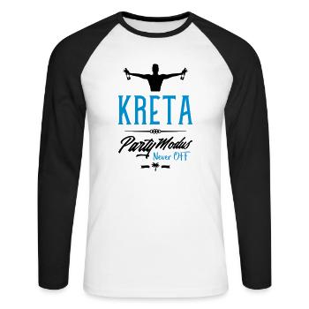 kreta party modus design - Unisex Baseballshirt langarm - Weiß/Schwarz - Vorne - Nik (191cm)