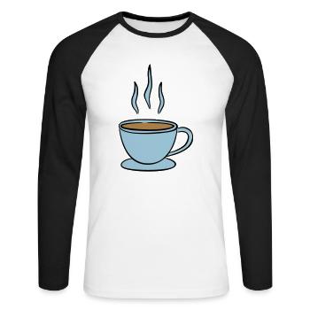 Kaffee - Unisex Baseballshirt langarm - Weiß/Schwarz - Vorne - Nik (191cm)