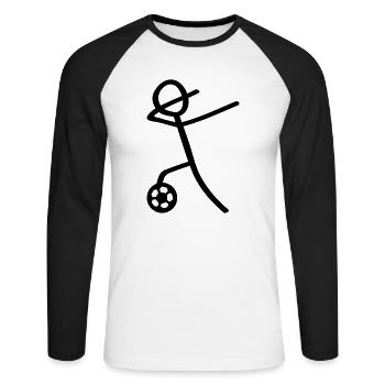 dabbing fussball man - Unisex Baseballshirt langarm - Weiß/Schwarz - Vorne - Nik (191cm)