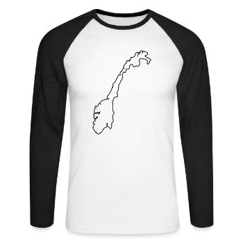 norway map silhouette - Unisex Baseballshirt langarm - Weiß/Schwarz - Vorne - Nik (191cm)