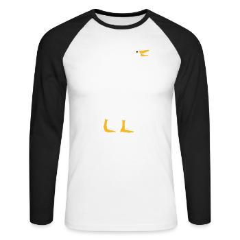 Lachende Gans Design - Unisex Baseballshirt langarm - Weiß/Schwarz - Vorne - Nik (191cm)