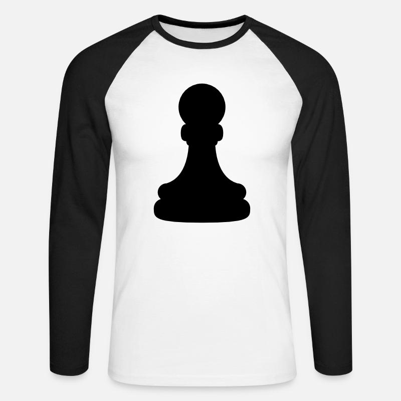 Bauer Figur Schach - Unisex Baseballshirt langarm - Weiß/Schwarz
