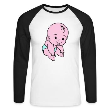 Baby - Unisex Long Sleeve Baseball T-Shirt - white/black - Front - Nik (191cm)