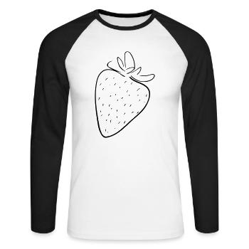 Strawberry Line Art - Minimaliste - T-shirt baseball manches longues Homme - blanc/noir - Devant - Nik (191cm)