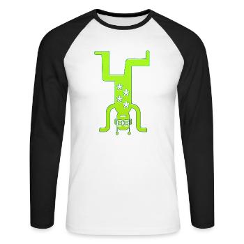 Musique drôle jazz retro song hipster vinyl rock - T-shirt baseball manches longues Homme - blanc/noir - Devant - Nik (191cm)