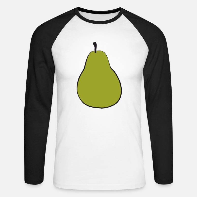 Birne Illustration Geschenkidee - Unisex Baseballshirt langarm - Weiß/Schwarz