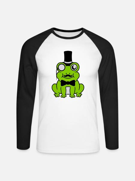 Sir Frog Gentlemen Cylinder - Unisex Long Sleeve Baseball T-Shirt - white/black