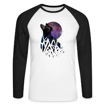 Space cat - space animals series - Unisex Long Sleeve Baseball T-Shirt - white/black - Front - Nik (191cm)