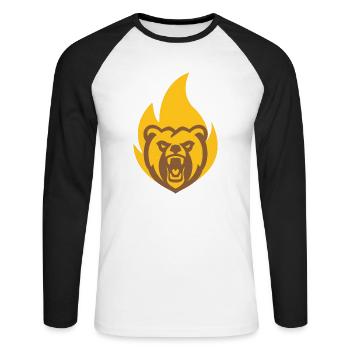 Strong Bear Flame - Unisex Long Sleeve Baseball T-Shirt - white/black - Front - Nik (191cm)