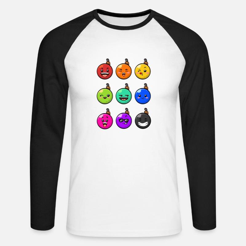 9 Weihnachtskugeln #10/10 Bunt - Unisex Baseballshirt langarm - Weiß/Schwarz