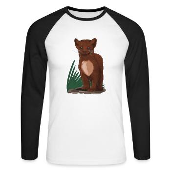 Marder - Unisex Baseballshirt langarm - Weiß/Schwarz - Vorne - Nik (191cm)