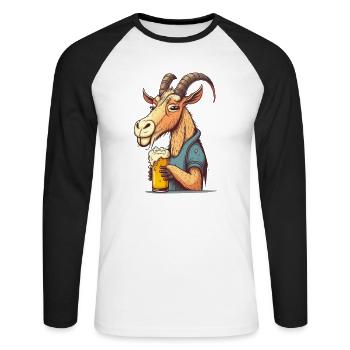Funny beer drinker, the billy goat - Unisex Long Sleeve Baseball T-Shirt - white/black - Front - Nik (191cm)