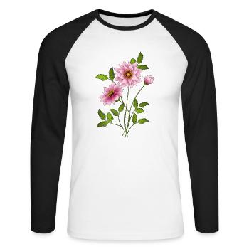 Fleur - T-shirt baseball manches longues Homme - blanc/noir - Devant - Nik (191cm)