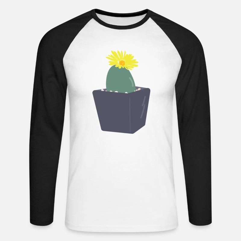 Lithops Blüte3 - Unisex Baseballshirt langarm - Weiß/Schwarz