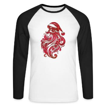 Xmas christmas santa clau naughty holidays winter - Unisex Long Sleeve Baseball T-Shirt - white/black - Front - Nik (191cm)