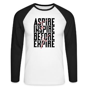 Aspire Before Expire black - Unisex Long Sleeve Baseball T-Shirt - white/black - Front - Nik (191cm)