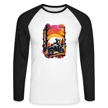 quad et tout terrain - T-shirt baseball manches longues Homme - blanc/noir - Devant - Nik (191cm)