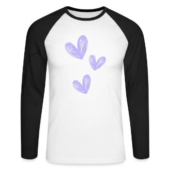 Love purple - Unisex Baseballshirt langarm - Weiß/Schwarz - Vorne - Nik (191cm)
