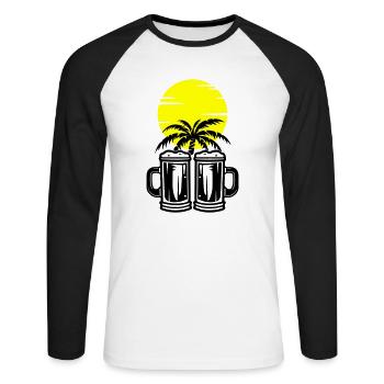 Beer Palm Trees Island Vacation - Unisex Long Sleeve Baseball T-Shirt - white/black - Front - Nik (191cm)