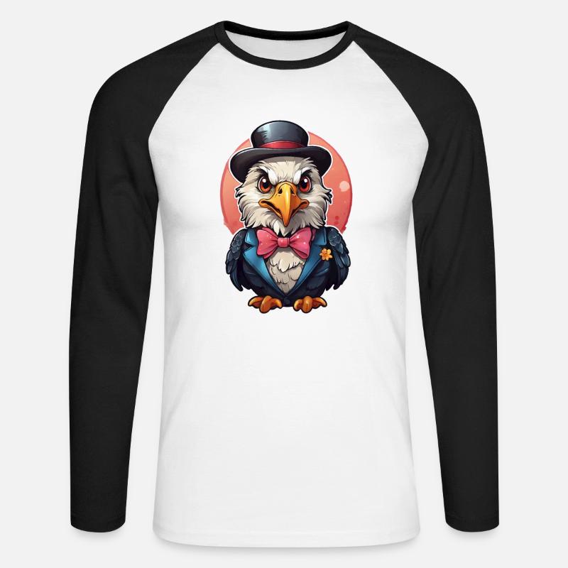 Funny Eagle Comic - Unisex Long Sleeve Baseball T-Shirt - white/black