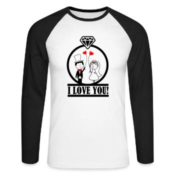 love you 1 - Unisex Long Sleeve Baseball T-Shirt - white/black - Front - Nik (191cm)