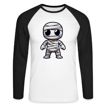 Mummy Halloween Cute Comic - Unisex Long Sleeve Baseball T-Shirt - white/black - Front - Nik (191cm)