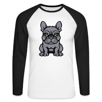 Bulldogg Dog Comic - Unisex Long Sleeve Baseball T-Shirt - white/black - Front - Nik (191cm)