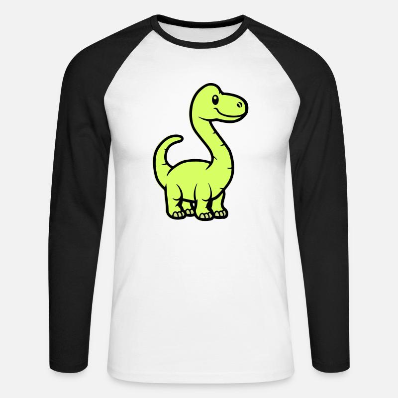 Dinosaurier Brontosaurus Comic - Unisex Baseballshirt langarm - Weiß/Schwarz