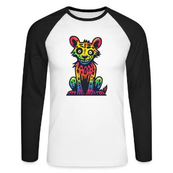 Hyena Halloween Animal - Unisex Long Sleeve Baseball T-Shirt - white/black - Front - Nik (191cm)