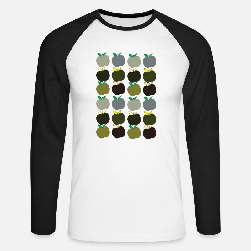 apfelmuster 2 - Unisex Baseballshirt langarm - Weiß/Schwarz