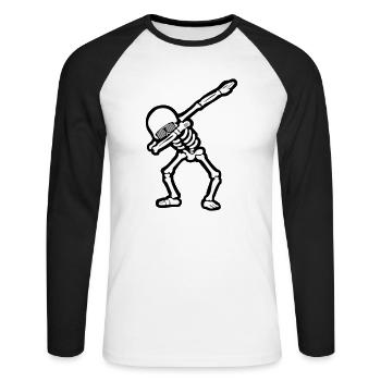 Cool Skull Dabbing - Unisex Long Sleeve Baseball T-Shirt - white/black - Front - Nik (191cm)