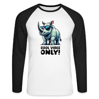 nashorn comic - Unisex Baseballshirt langarm - Weiß/Schwarz - Vorne - Nik (191cm)