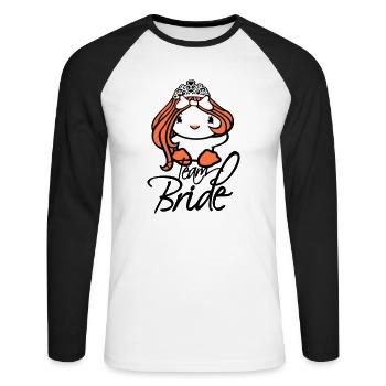 Canard Équipe Mariée Enterrement de vie de garçon Mariée Princesse Reine Couronne - T-shirt baseball manches longues Homme - blanc/noir - Devant - Nik (191cm)