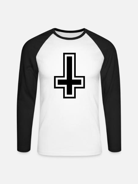 Devil icon - Unisex Long Sleeve Baseball T-Shirt - white/black