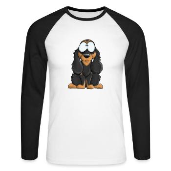 Je Suis Cocker Anglais Noir Feu - T-shirt baseball manches longues Homme - blanc/noir - Devant - Nik (191cm)