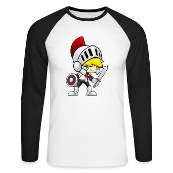 schwert sword knight ritter axt axe ax23 - Unisex Baseballshirt langarm - Weiß/Schwarz - Vorne - Nik (191cm)