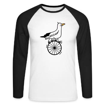begabte Möwe - Unisex Baseballshirt langarm - Weiß/Schwarz - Vorne - Nik (191cm)