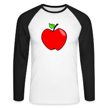 Apfel - Unisex Baseballshirt langarm - Weiß/Schwarz - Vorne - Nik (191cm)