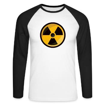 Radiation warning sign radioactive atom sign - Unisex Long Sleeve Baseball T-Shirt - white/black - Front - Nik (191cm)
