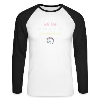 ich bin dann mal im wunderland einhorn - Unisex Baseballshirt langarm - Weiß/Schwarz - Vorne - Nik (191cm)
