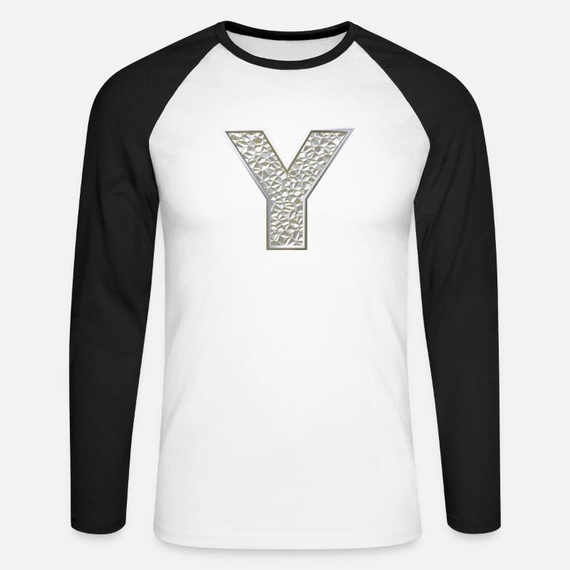 Y, letter, initial, monogram, - Unisex Long Sleeve Baseball T-Shirt - white/black