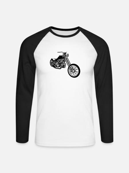 Chopper / Bobber Motorrad 01_schwarz weiß - Unisex Baseballshirt langarm - Weiß/Schwarz