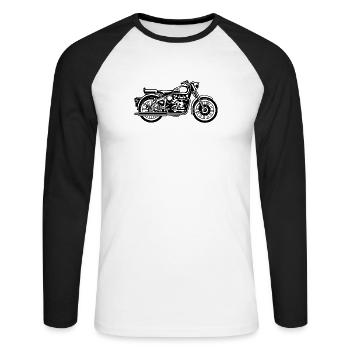 Moto / moto 02_schwarz - T-shirt baseball manches longues Homme - blanc/noir - Devant - Nik (191cm)